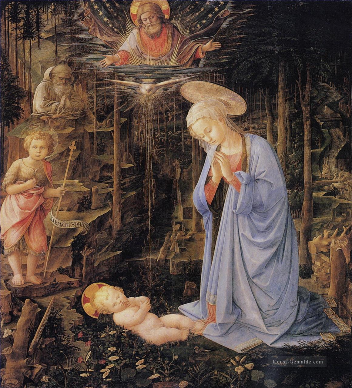 Die Anbetung mit dem Kind Baptist und St Bernard Christianity Filippino Lippi Ölgemälde